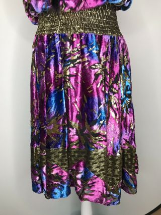 Vintage Diane Freis Limited Edition Silk Dress Sz M/L Strapless 5
