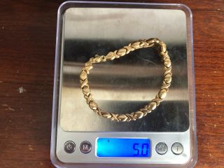 10k Yellow Gold Xo Love You Bracelet 8” Vintage 14k Clasp 5 Grams Not Scrap