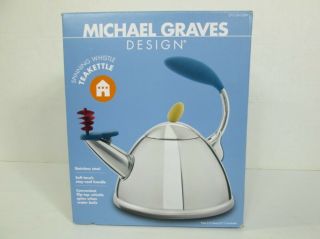 Nib Michael Graves Design Spinning Whistle Tea Kettle Stainless Soft Handle Vtg