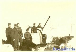 Winter Wacht Luftwaffe Troops Manning 2cm Flak Gun In Snow; Russia 1942