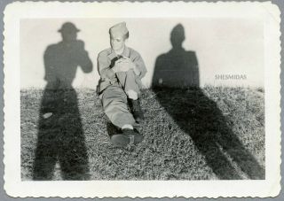622 Flanked By Shadows,  Soldier Man,  Vintage Gay Int Photo
