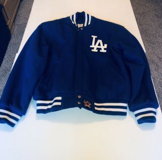 Mlb Vintage Los Angeles Dodgers Wool Letterman Bomber Jacket Jh Design Sz Med