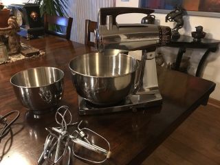 Vintage Sunbeam Chrome Mixmaster 12 Speed Mixer Beaters Dough Hooks Model