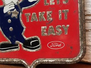 Vintage Ford “Let’s Take It Easy” License Plate Topper - Reflective 6
