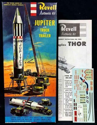 Vintage Revell H - 1824 1/110 Jupiter Missile & Truck & Trailer " S " Model Kit