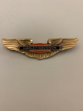 Vintage 1950’s Harley Davidson 3” Gold Wings Pin Hog Hd Motorcycle Pilots Angel