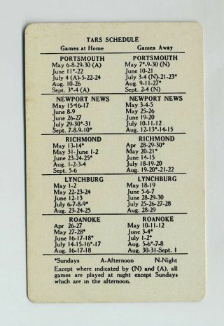 Vintage Adv NORFOLK TARS Baseball Pocket Schedule Card GLASGO BEER Glasgow w4664 2