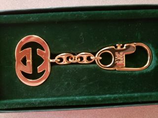 Vintage Gucci Keychain Interlocking G Gold Tone