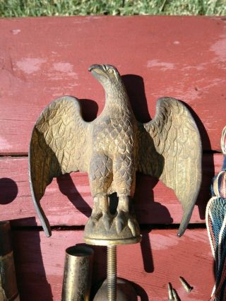 Vintage Cast Metal ? American Eagle Flag Pole Topper Tassel & Connection Bottom