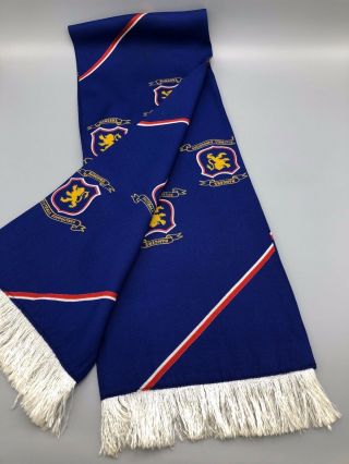 Vintage Rangers Football Scarf Glasgow Wool Blue With White Fringe