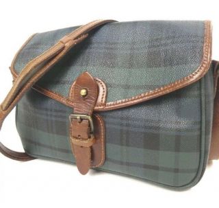 Polo Ralph Lauren Vintage Tartan Greens Check Shoulder Bag Pvc/leather W Hangtag