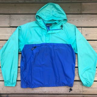Vtg Patagonia Snap - T Ripstop Nylon Pullover Hooded Windbreaker Jacket Sz Xl