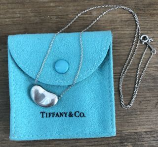 Authentic Tiffany & Co Elsa Peretti Sterling Silver Bean Necklace