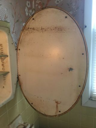 Vtg Bathroom Medicine Cabinet Gold Frame Oval Mirror.  27x18.  5 4