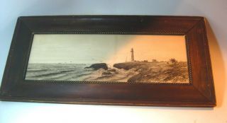 Antique Engraving Drawing Lighthouse Vintage Ocean Seascape Etching