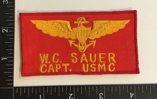 Vtg Us Marine Corps Captain W.  C.  Sauer Usmc Cut Edge Patch Rare