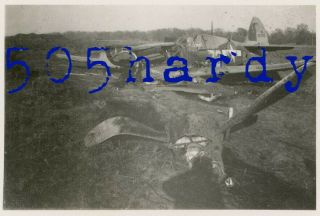 WWII US GI Photo - Prop Torn Off Crash Landed P - 40 Warhawk w/ Tail Numbers - TOP 2