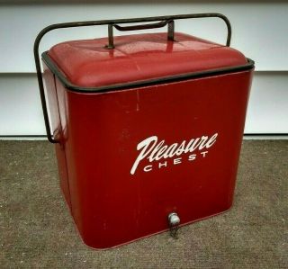 Vintage Pleasure Chest Cooler Metal Ice Chest - Complete W/ Bottle Opener & Tray