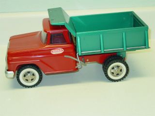 Vintage Tonka Red Turquoise Dump Truck,  Pressed Steel Toy