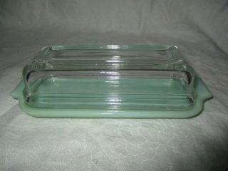 Vtg Fire King Jadeite 1/4 Lb.  7 " Butter Dish W/ Crystal Lid Rare Collectable