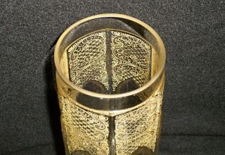Rare 19th C BACCARAT Crystal Gold Rocailles Vase w/ Gothic Cathedral Windows 3