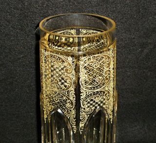 Rare 19th C BACCARAT Crystal Gold Rocailles Vase w/ Gothic Cathedral Windows 4