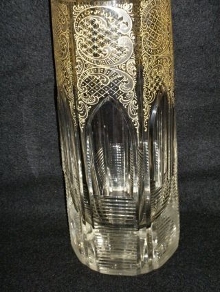 Rare 19th C BACCARAT Crystal Gold Rocailles Vase w/ Gothic Cathedral Windows 5