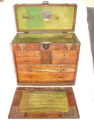 Huge 12 Drawer Vintage Wood Wooden Machinist Tool Box Chest Primitive Storage