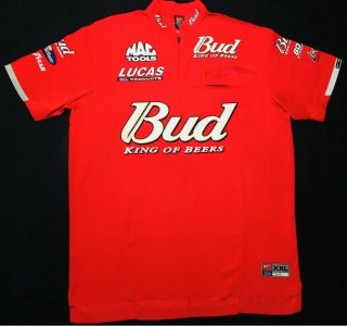Nhra Kenny Bernstein Team Race Worn Signed Bud Nike Crew Shirt Jersey 2xl “rare”