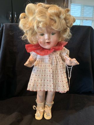 Vintage Shirley Temple Doll 12’ With Outfits And A Case