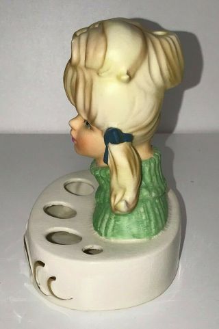 Vintage 1960 ' s Enesco Japan Lady Head Vase Mirror & Lipstick Holder Stand 6