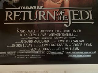 Star Wars: Episode VI Return Of The Jedi Poster 1983 RARE VINTAGE 2