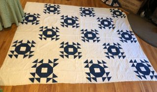 Vintage Blue And White Quilt 80 " By 95 "