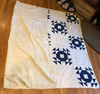 VINTAGE Blue And White Quilt 80 