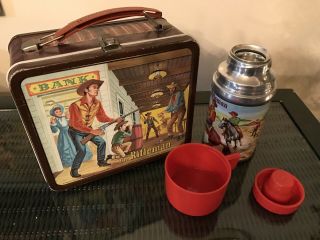Rare 1960 The Rifleman Western Metal Lunch Box W/ Glass Thermos Tv Show