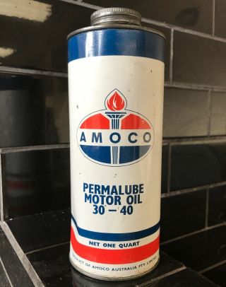 Amoco 1 Quart Vintage Motor Oil Tin Can