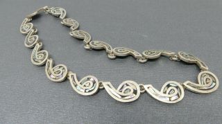 Heavy Sterling Silver Vintage Taxco 925 Mexico Abalone Inlay Swirls Necklace 93g