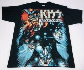 Vtg Kiss Psycho Circus 1998 Winterland Style All Over Print T - Shirt L/xl Rare