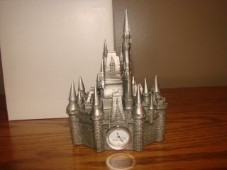 Rare Exclusive Disney Pewter Cinderella Castle Quartz Clock Limited Edition