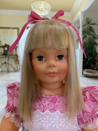 Vintage 1981 Ideal Platinum Blonde Patti Playpal 35” Doll Out Of Box.