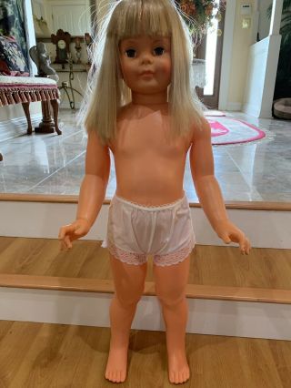 Vintage 1981 Ideal Platinum Blonde Patti Playpal 35” Doll Out Of Box. 6