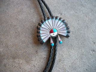 Hopi Sun Face Bolo Tie Vintage South Western Sterling Native Indian Old Pawn