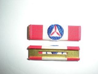 Wwii Civil Air Patrol Red Service Ribbon - Cloth On Hardware