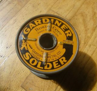Vintage Gardiner Solder,  Rosin Core,  0.  04 Diameter,  4 Lb.  Remaining