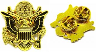 Us Army Officer Cap Eagle Badge Insignia Gold 1 5/8 " Pin Lapel Hat Device