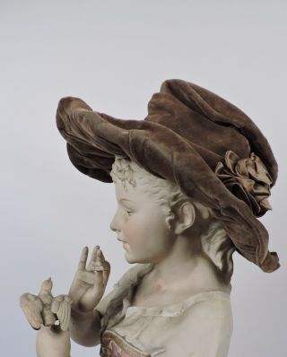 Antique Victorian 19th C Child’s Velvet Hat W Ruffling Brim Great For Doll