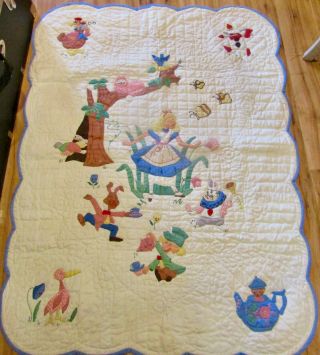 Finest 34 " X 44 " Handmade & Hand Quilted Quilt For Display With Antique Dolls