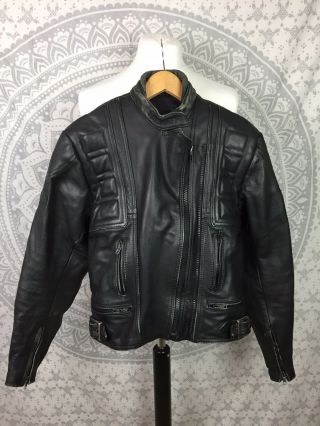 Vintage Belstaff Leather Motorcycle Jacket Motorbike Coat Black Small S Mens