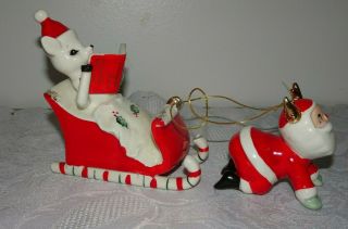 Holt Howard Santa Pulling Reindeer In Sleigh Christmas 1959 - Htf & Very Rare