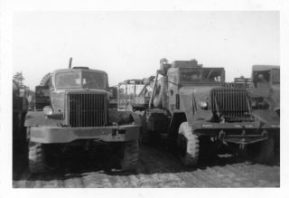 Org Wwii Photo: American Transport Vehicles In Assembly Area